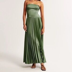 Abercrombie Giselle Strapless Drop-Waist Maxi Dress Green - Size Small Petite